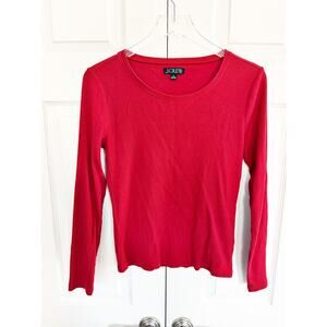 J.Crew Red Vintage Ribbed Long Sleeve T-shirt Fitted Stretch